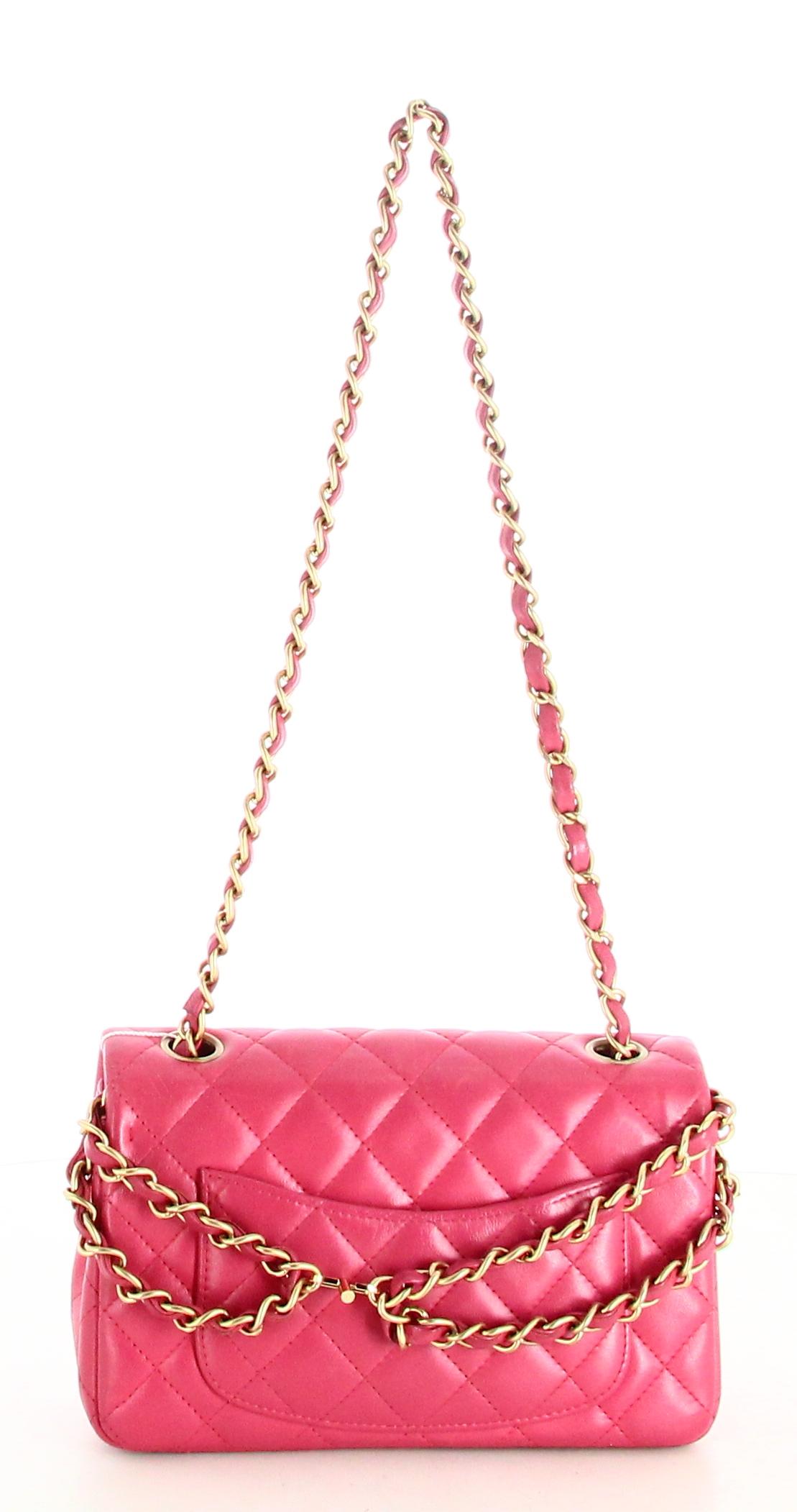 2013 Handbag Chanel mini Classic Flap Leather Lambskin Pink 1