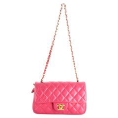 2013 Handbag Chanel mini Classic Flap Leather Lambskin Pink
