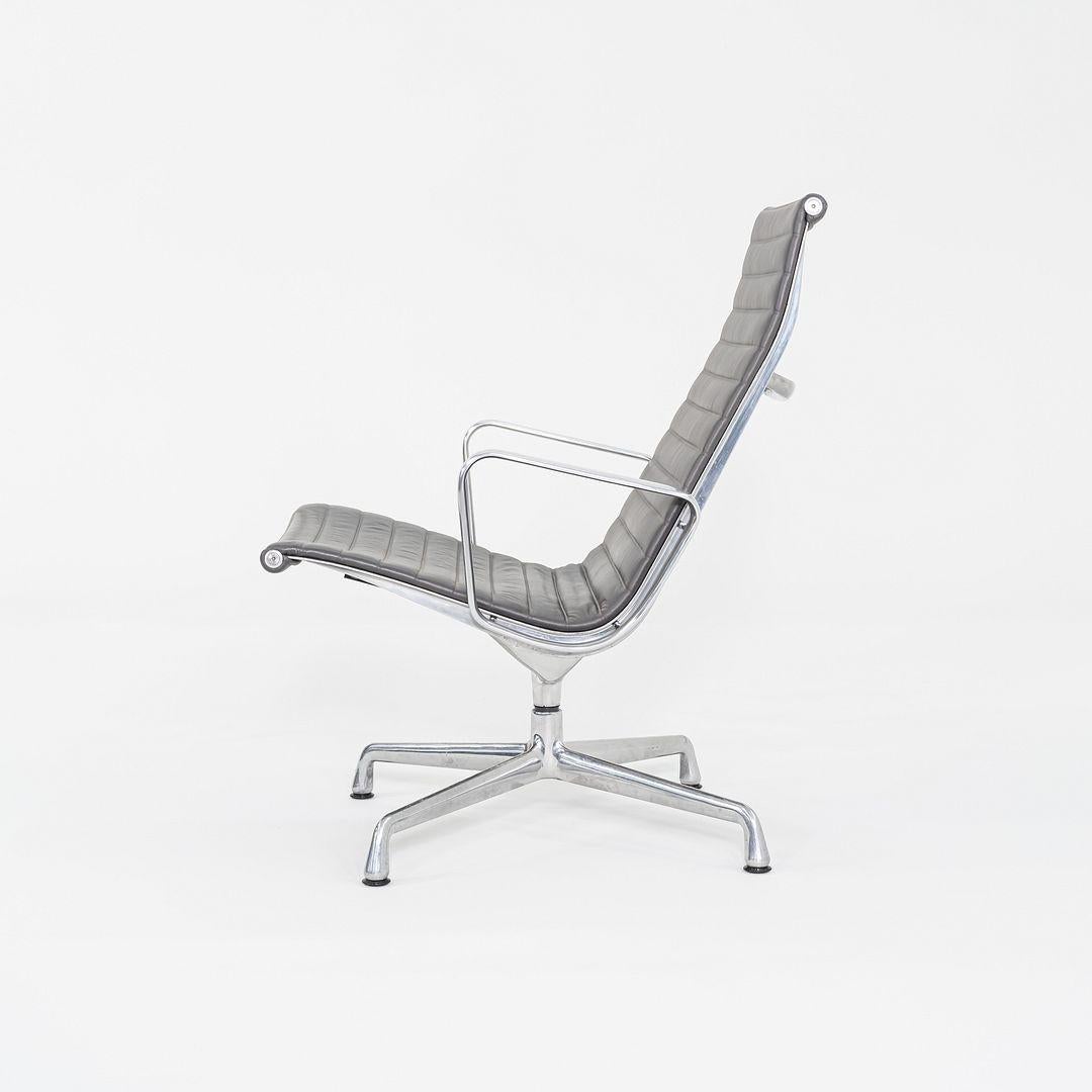 Modern 2013 Herman Miller Eames Aluminum Group Lounge Chairs in Grey Leather For Sale