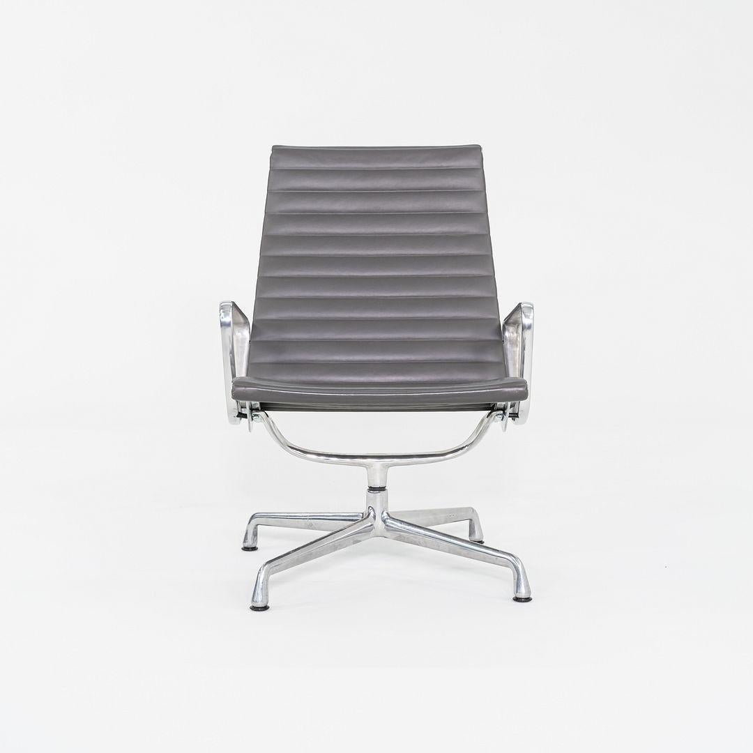 American 2013 Herman Miller Eames Aluminum Group Lounge Chairs in Grey Leather For Sale