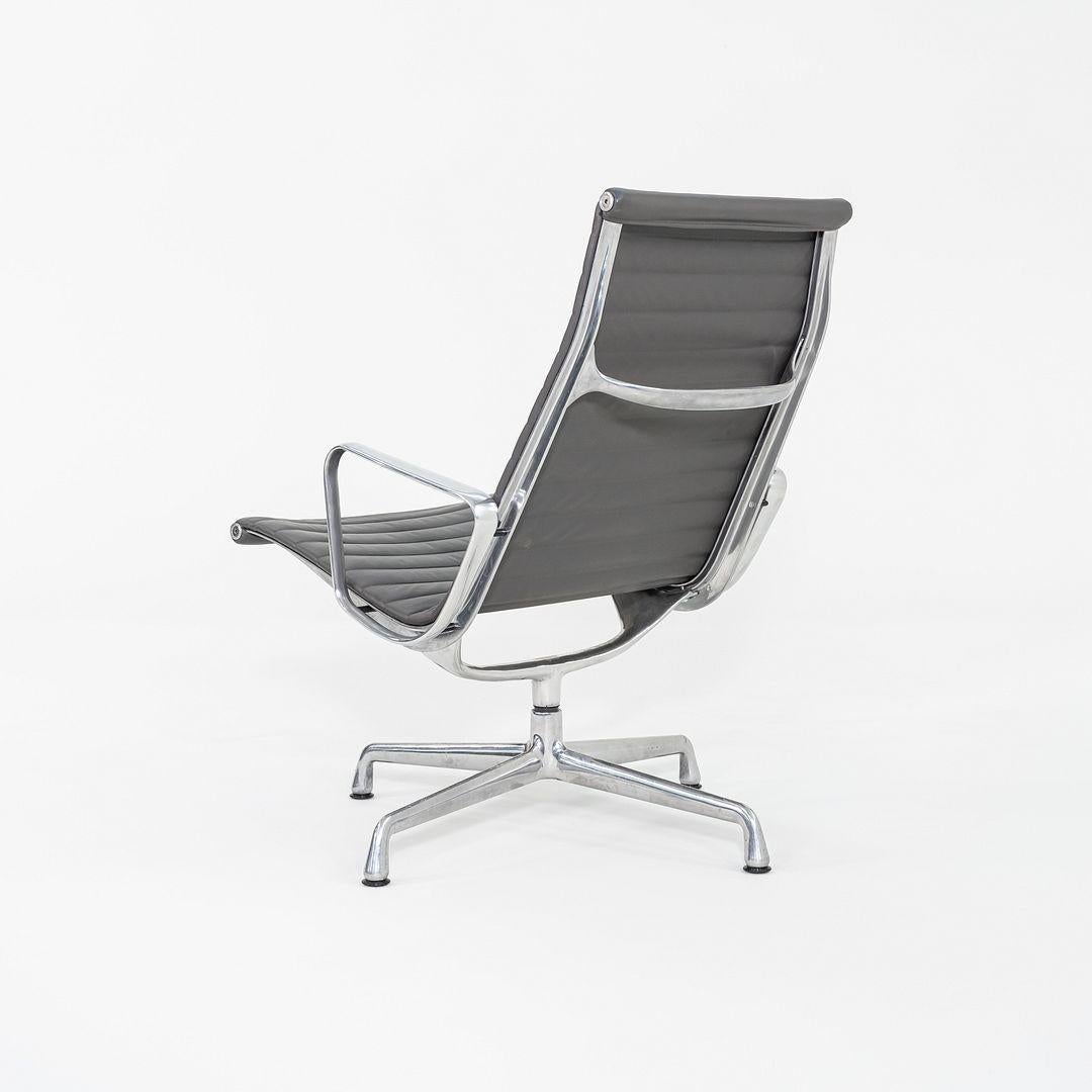 2013 Herman Miller Eames Aluminum Group Lounge Chairs in Grey Leather For Sale 1