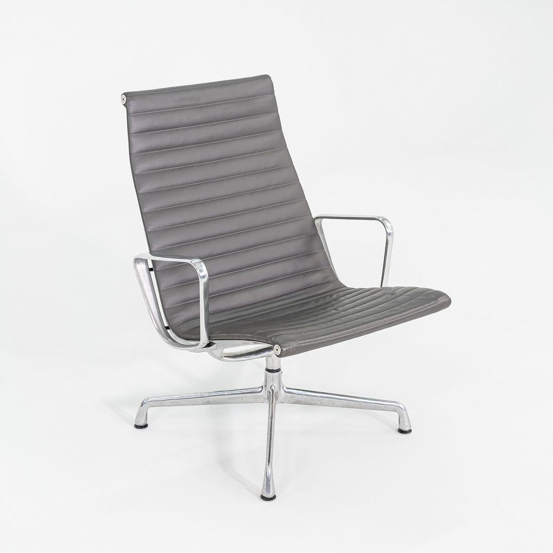 2013 Herman Miller Eames Aluminum Group Lounge Chairs in Grey Leather For Sale 2