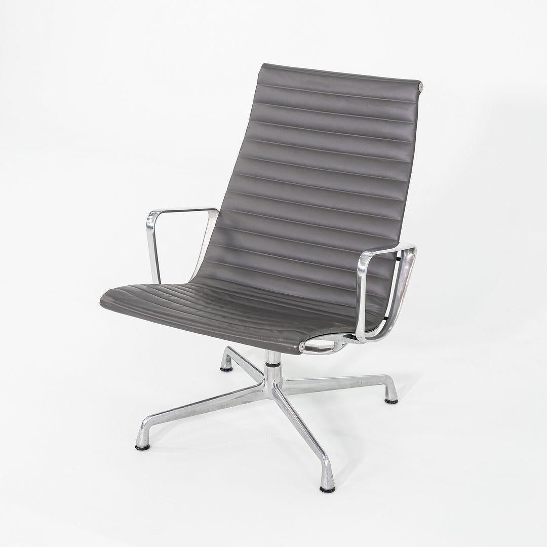 2013 Herman Miller Eames Aluminum Group Lounge Chairs in Grey Leather For Sale 3