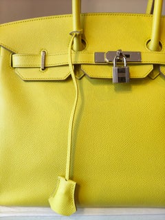 Hermès 2013 Contemporary 35 Birkin Lime Leather Top Handle Bag Unisex