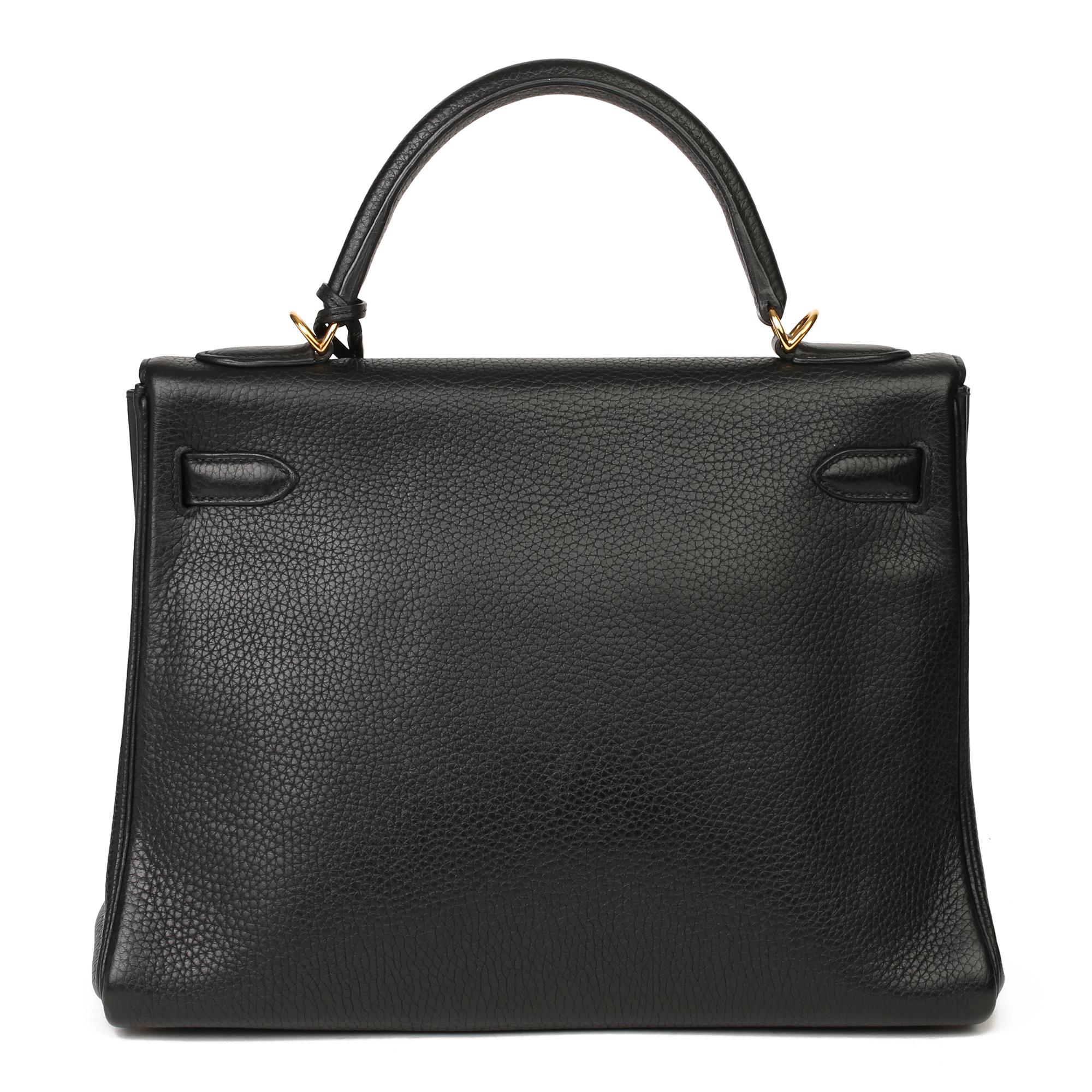 Women's 2013 Hermès Black Clemence Leather Kelly 32cm Retourne