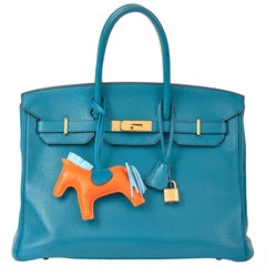 2013 Hermès Blue Izmir Clemence Leather Birkin 35cm