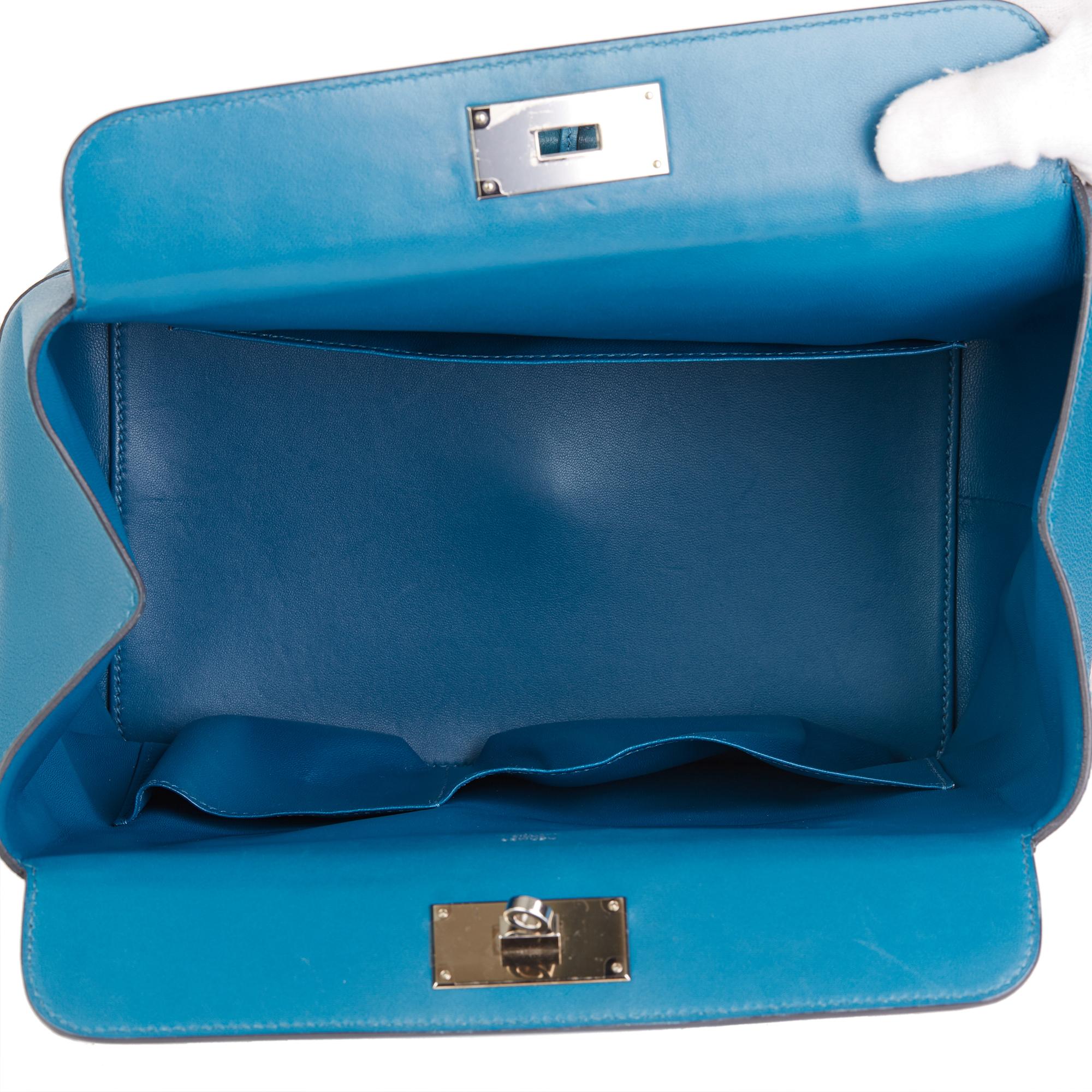 2013 Hermès Blue Izmir Evercolour Leather Toolbox 26cm 7