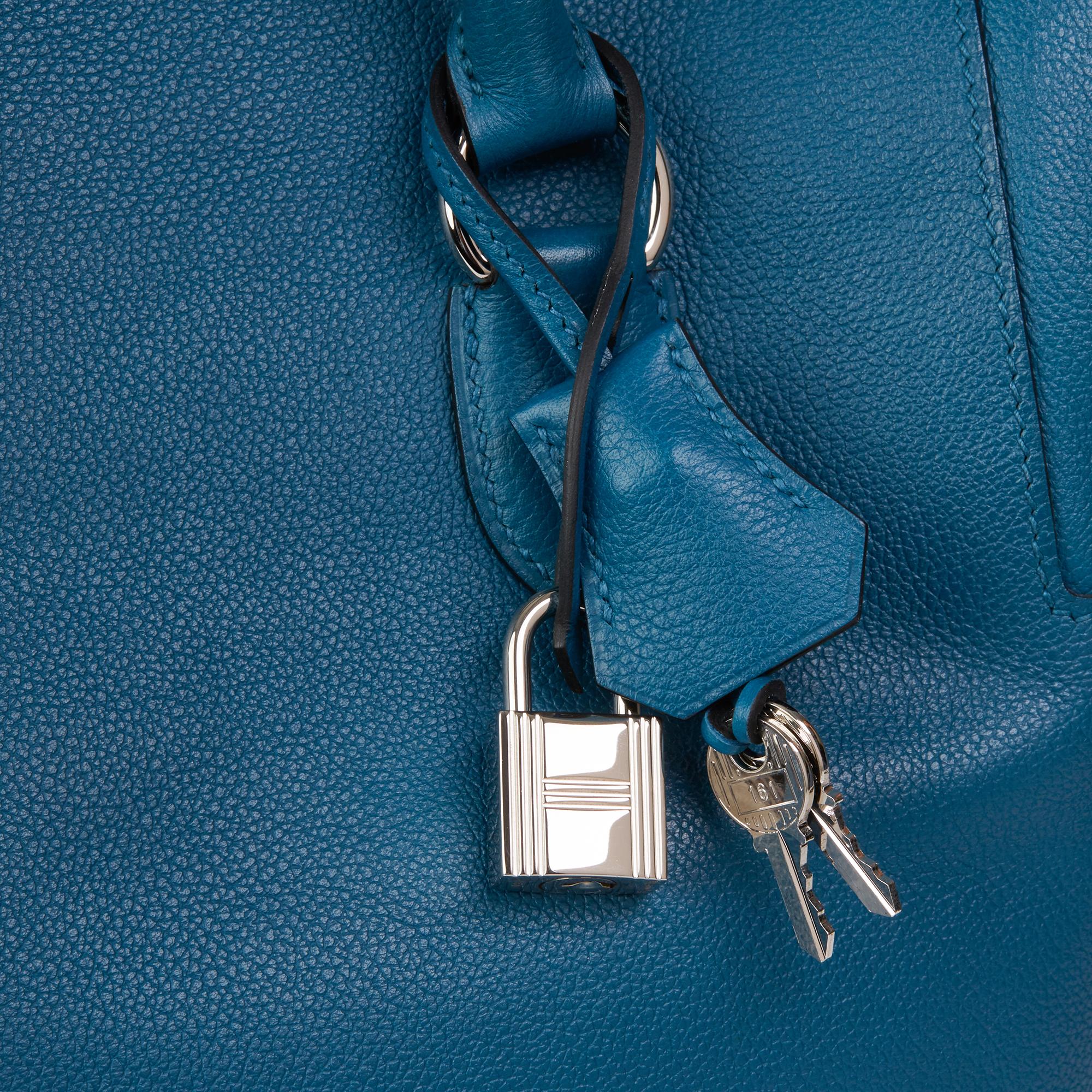 2013 Hermès Blue Izmir Evercolour Leather Toolbox 26cm 4