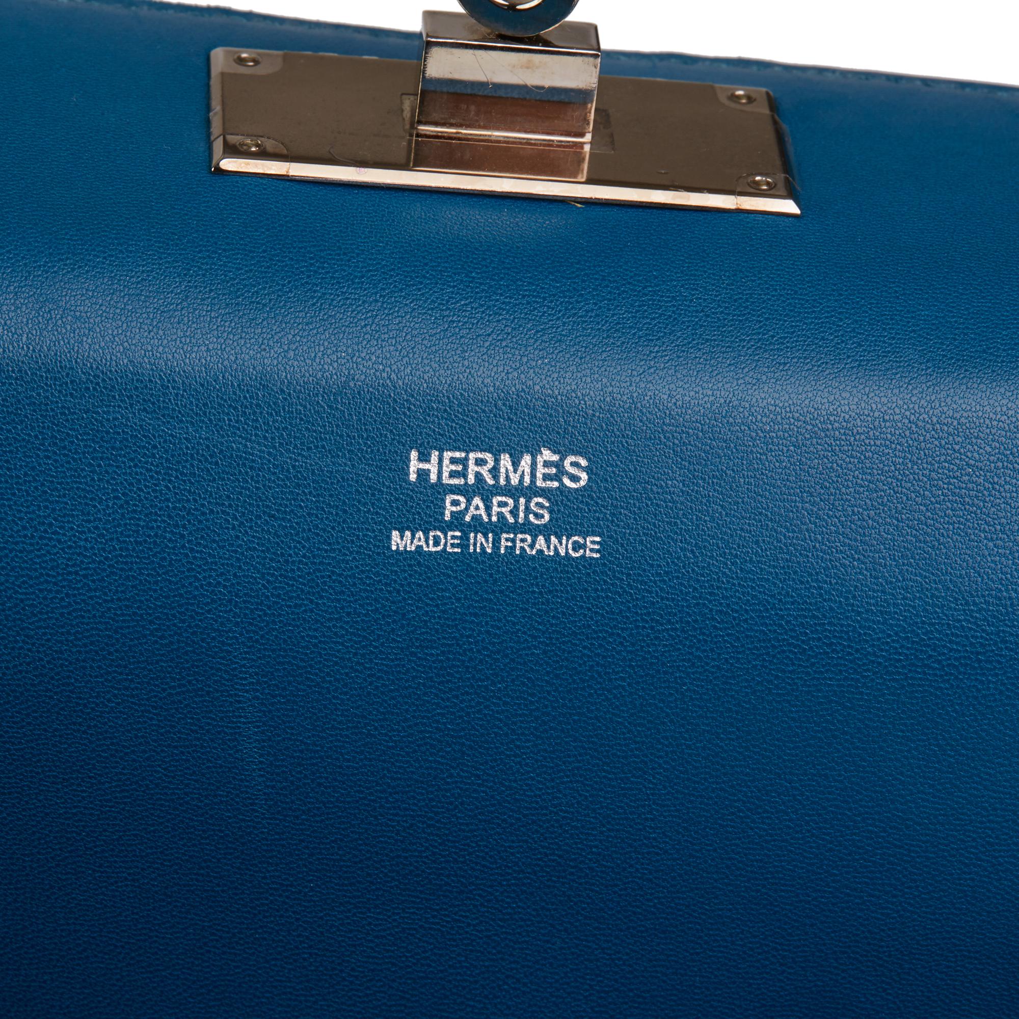 2013 Hermès Blue Izmir Evercolour Leather Toolbox 26cm 5