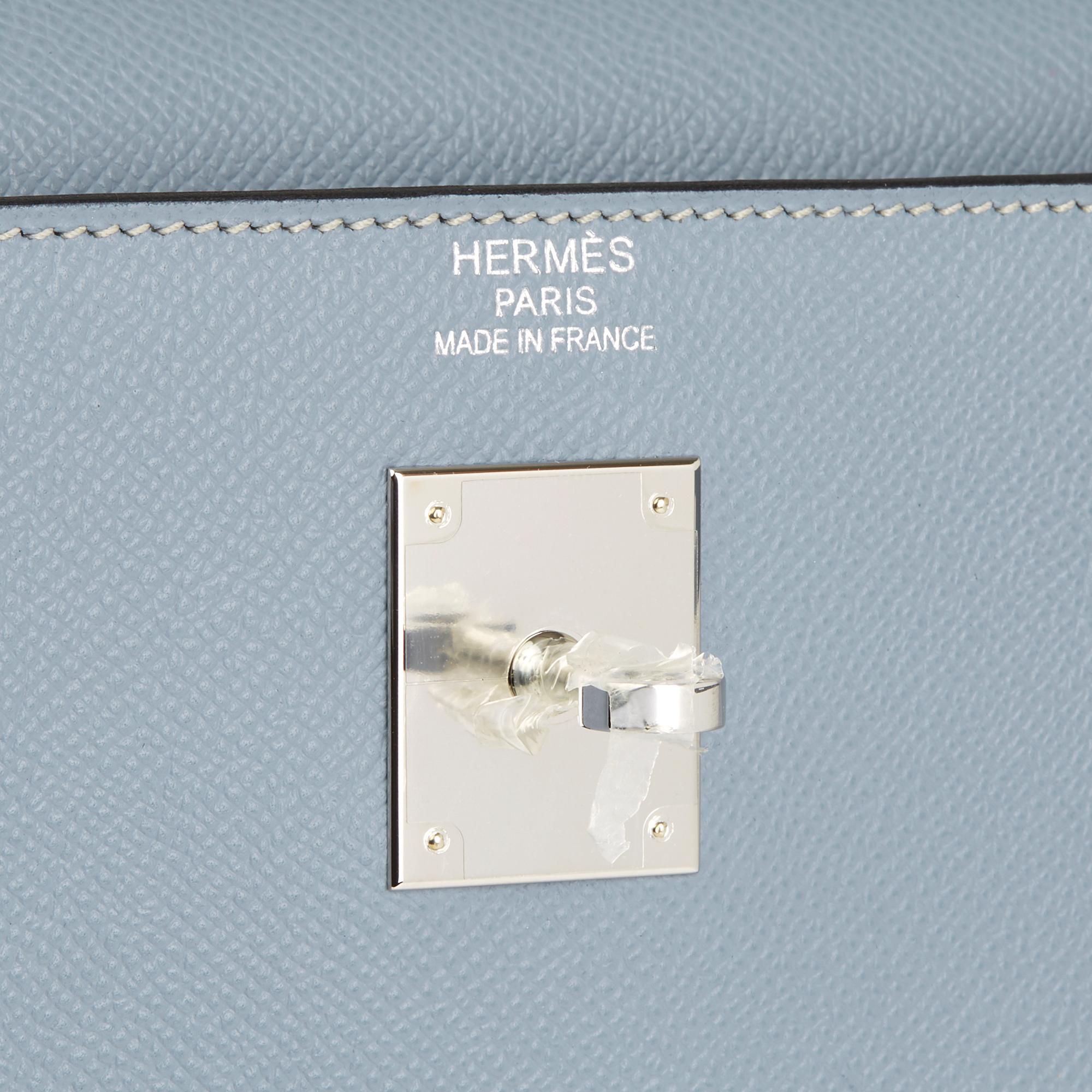 Gray 2013 Hermes Blue Lin Epsom Leather Kelly 35cm Sellier