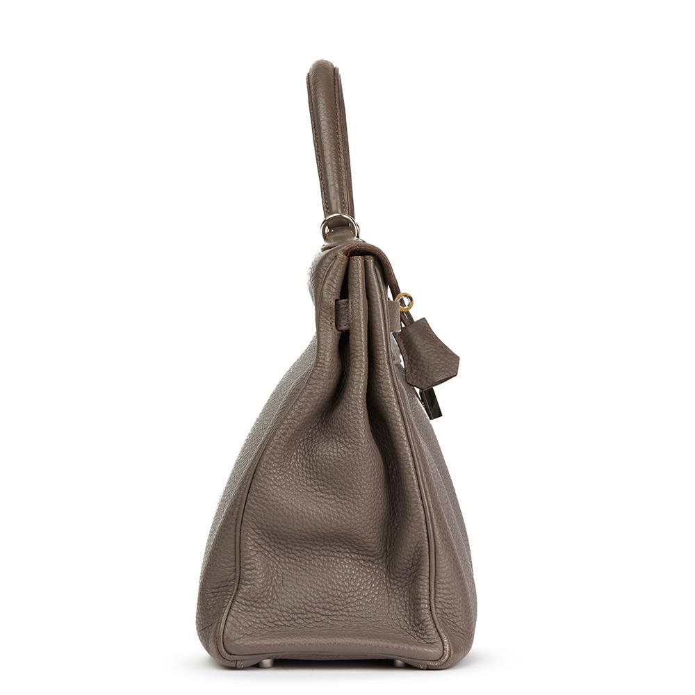 Gray 2013 Hermès Etain Togo Leather Kelly 35cm Retourne