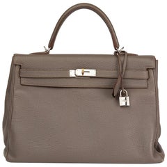 2013 Hermès Etain Togo Leather Kelly 35cm Retourne