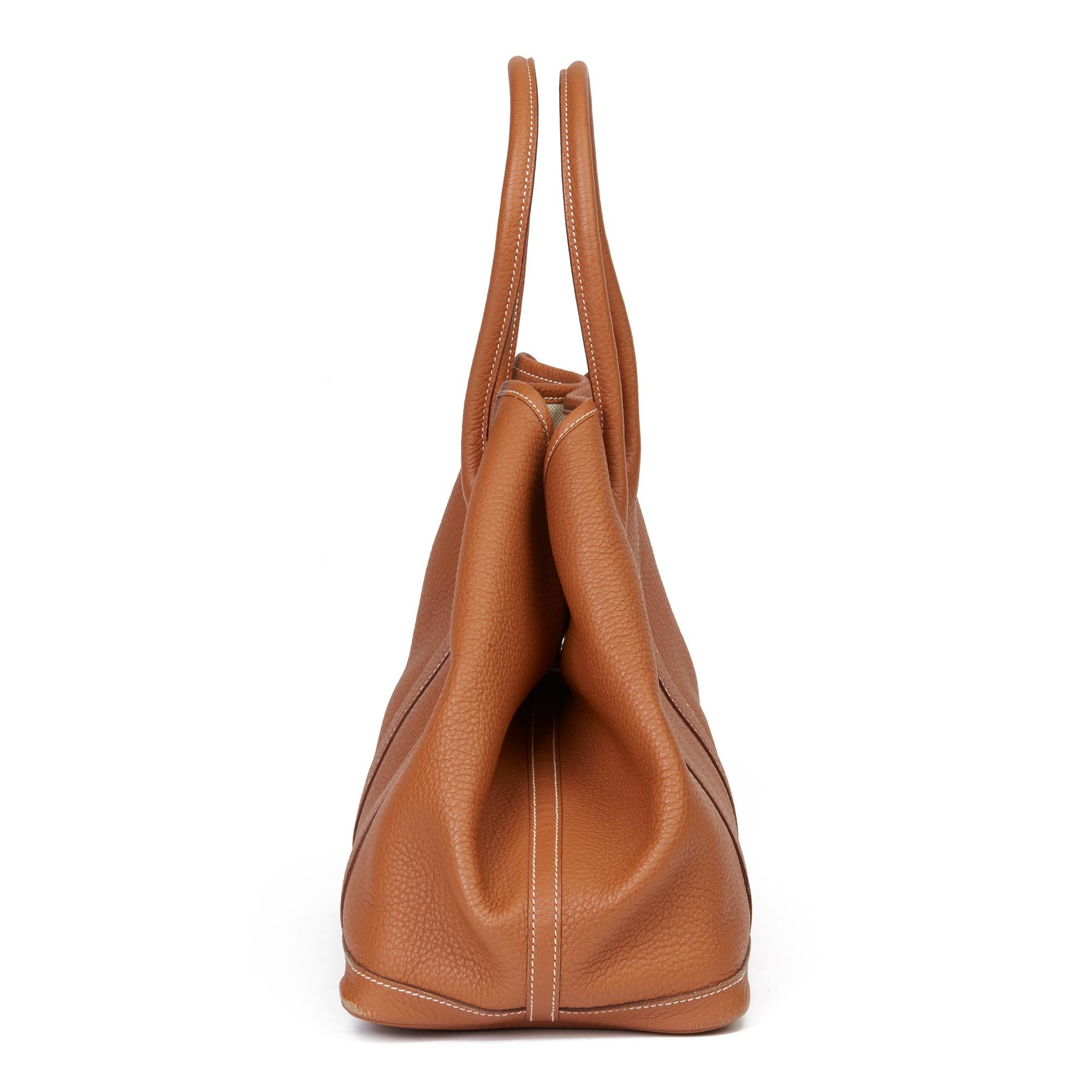 Brown 2013 Hermès Gold Negonda Leather Garden Party 36cm