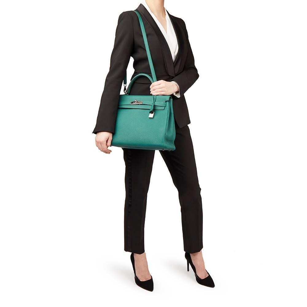 2013 Hermes Malachite Togo Leather Kelly 35cm Retourne 5