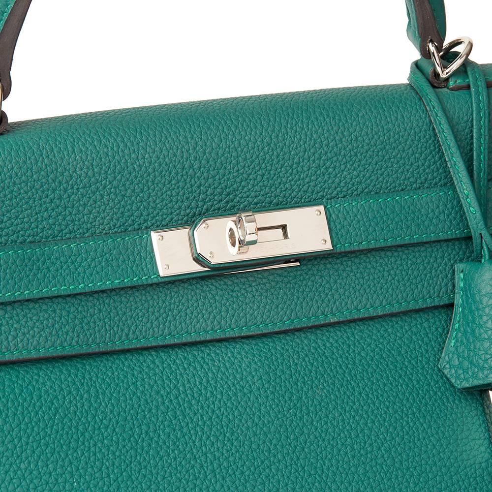 Women's 2013 Hermes Malachite Togo Leather Kelly 35cm Retourne