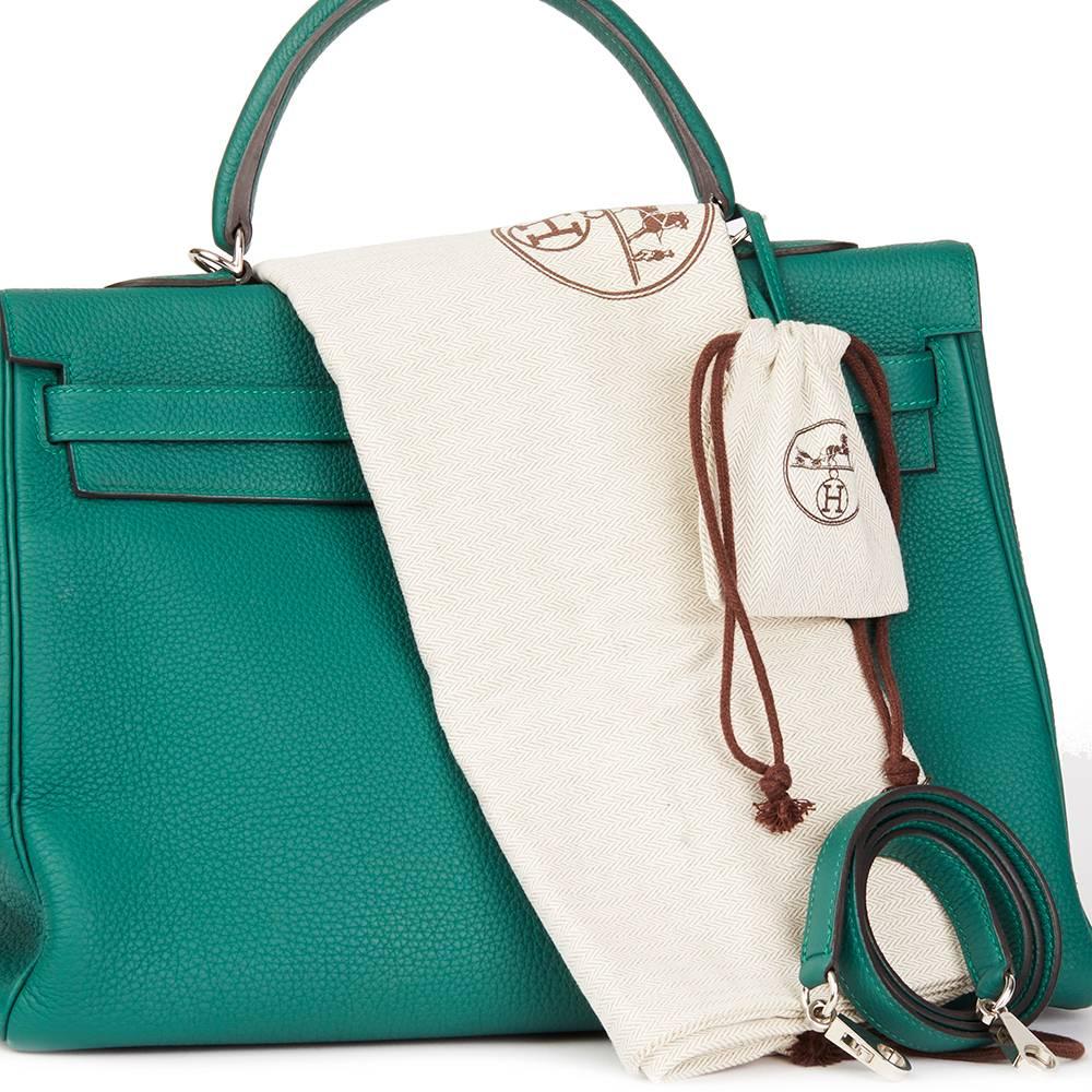 2013 Hermes Malachite Togo Leather Kelly 35cm Retourne 4