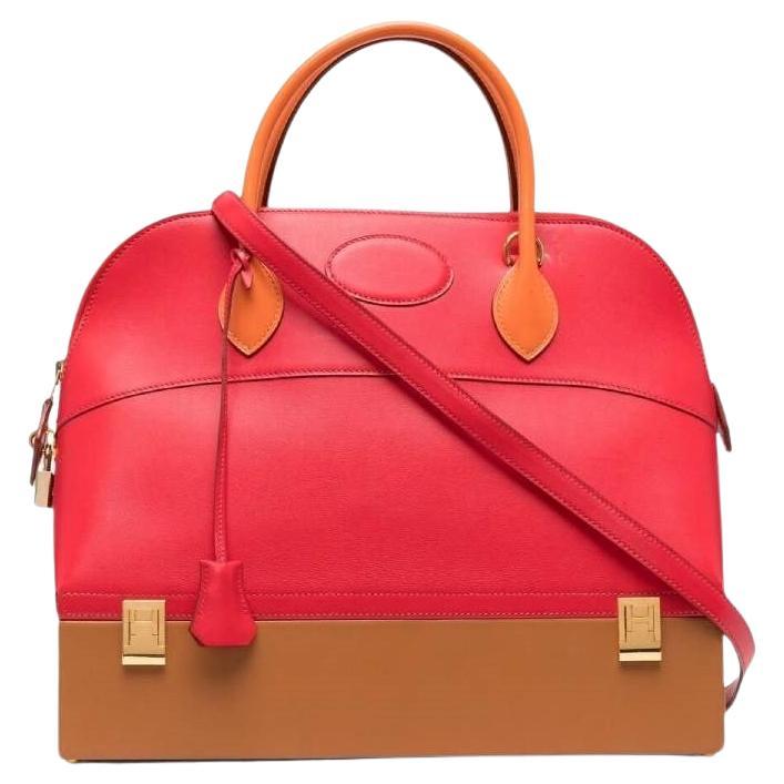 2013 Hermès Mallette red and light brown Bolide 2way bag