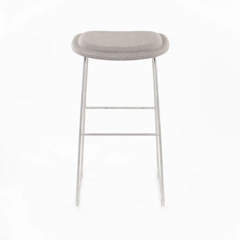 This is a single (four are available, but priced individually) Hi Pad Stool, designed by Jasper Morrison for Cappellini in 1999. These stools were produced in 2013 and feature a solid brushed stainless steel sled base. They have a fully upholstered