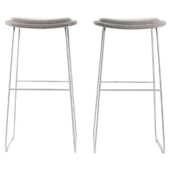 2013 Hi-Pad Bar Stools by Jasper Morrison for Cappellini in Gray Fabric For Sale