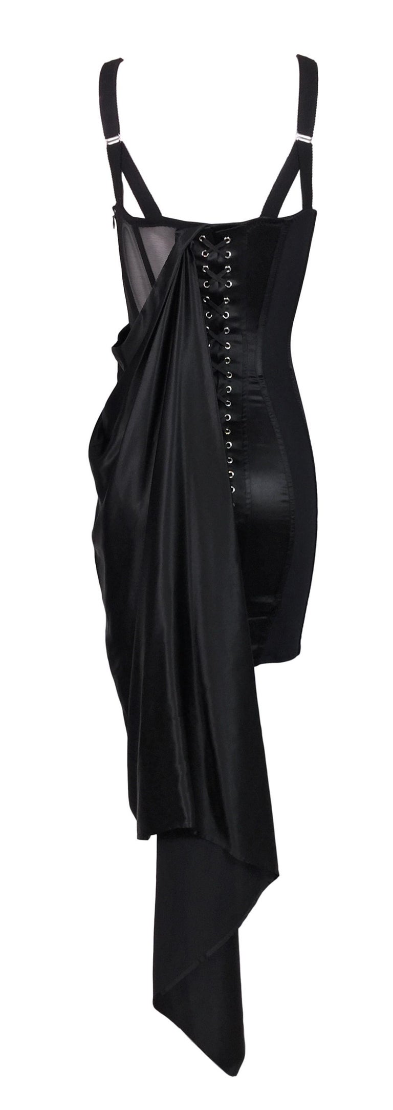 2013 Jean Paul Gaultier Black Cone Bra Sheer Mesh Bustier Mini Dress at ...