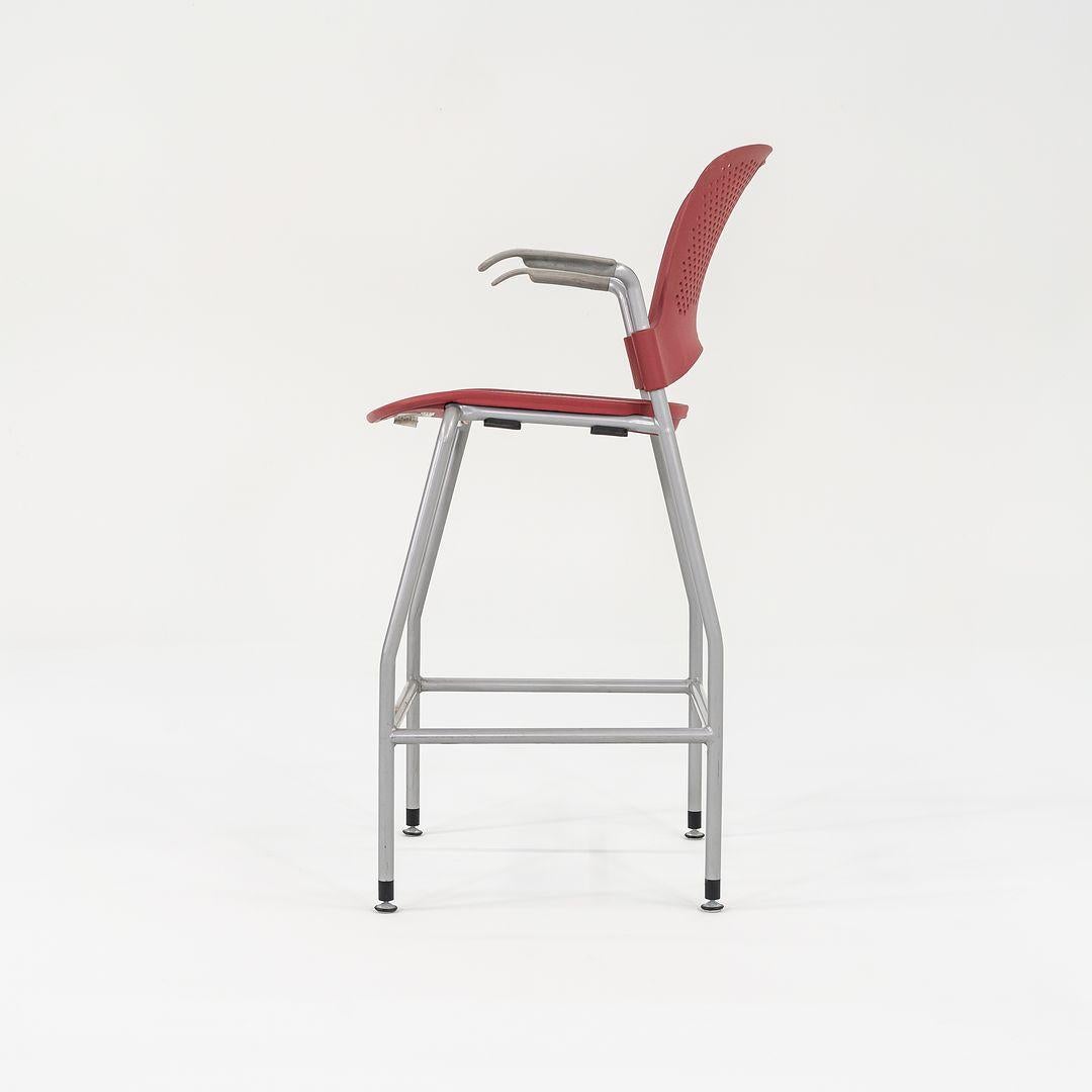 Modern 2013 Jeff Weber for Herman Miller Caper Stacking Bar Stool Red w/ Arms 11x Avail For Sale