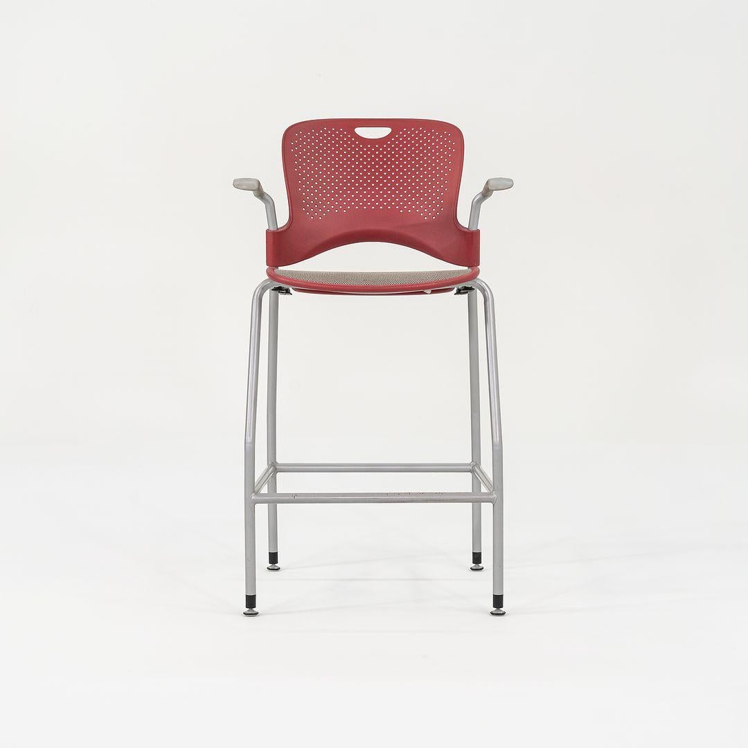Contemporary 2013 Jeff Weber for Herman Miller Caper Stacking Bar Stool Red w/ Arms 11x Avail For Sale
