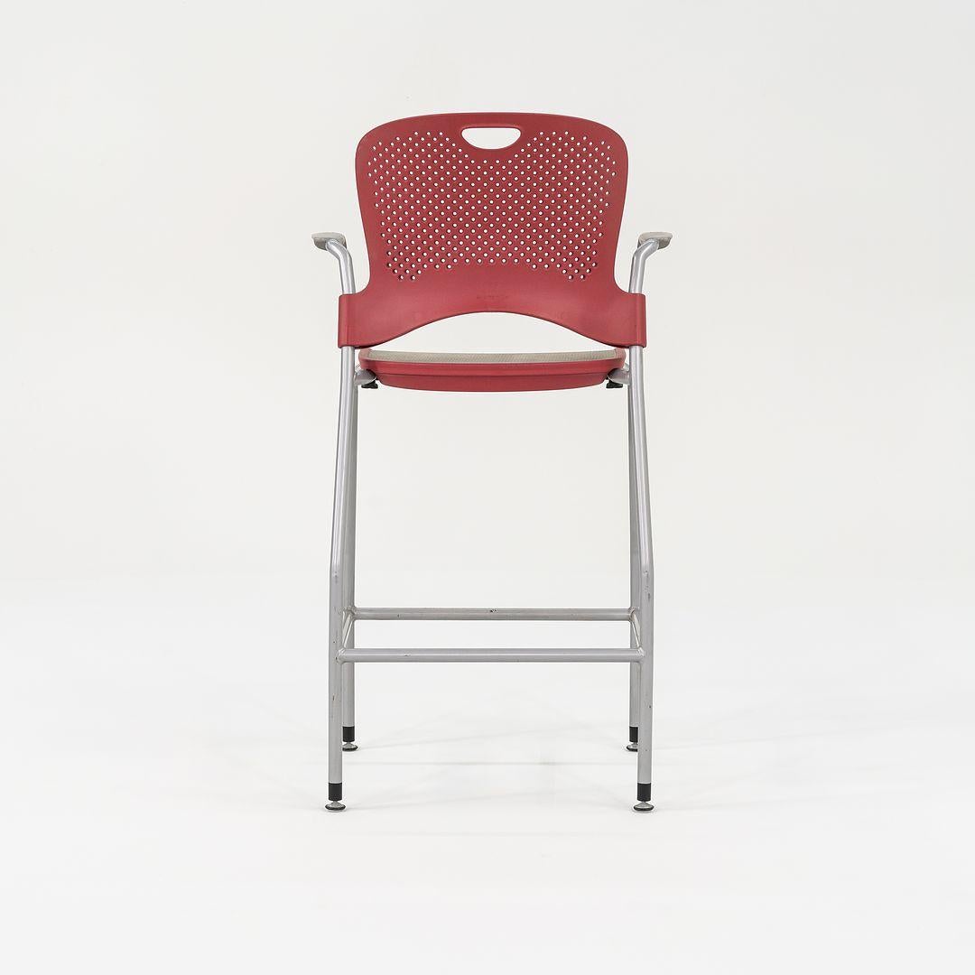 Steel 2013 Jeff Weber for Herman Miller Caper Stacking Bar Stool Red w/ Arms 11x Avail For Sale