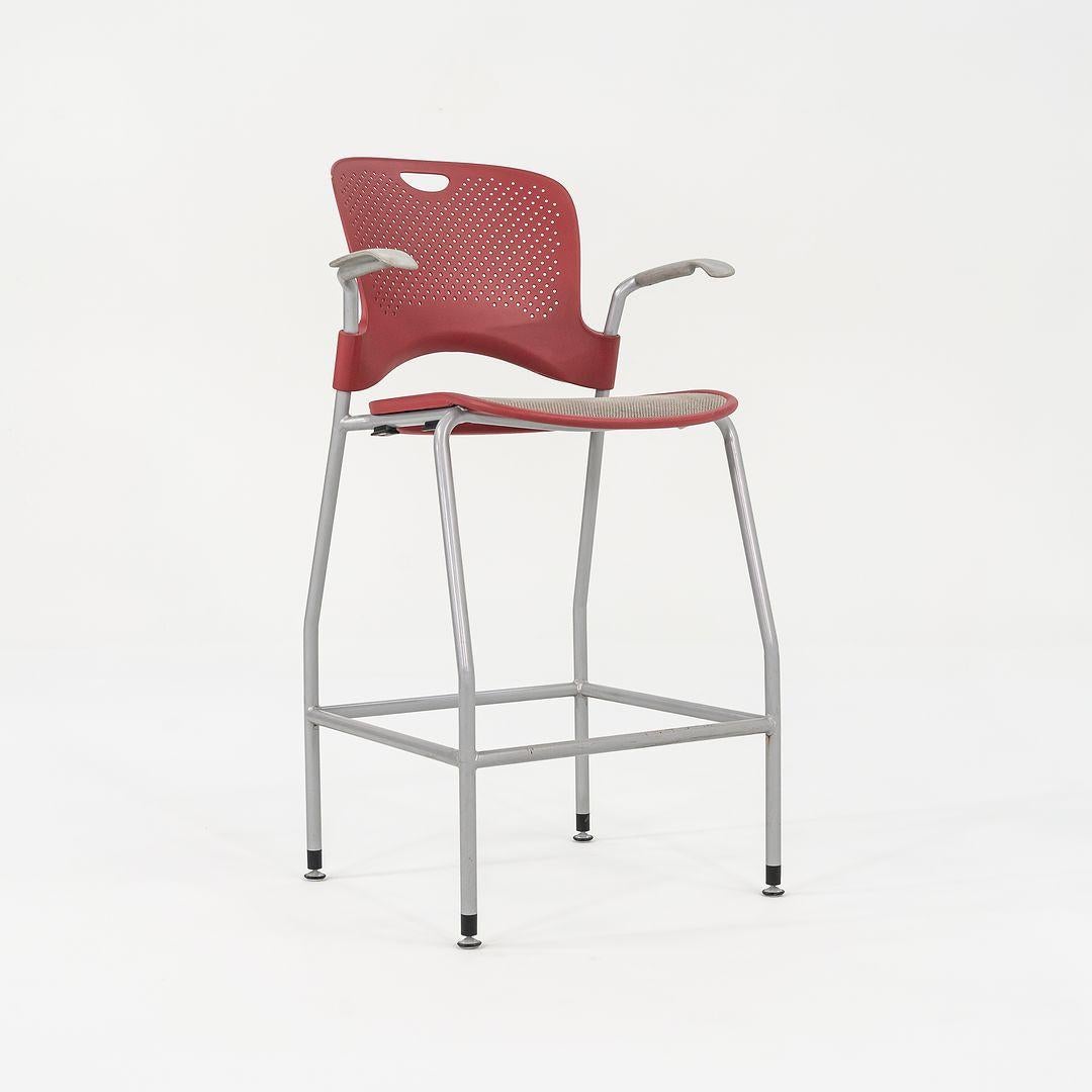 2013 Jeff Weber for Herman Miller Caper Stacking Bar Stool Red w/ Arms 11x Avail For Sale 1