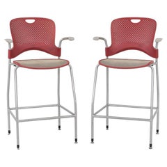 2013 Jeff Weber for Herman Miller Caper Stacking Bar Stool Red w/ Arms 11x Avail