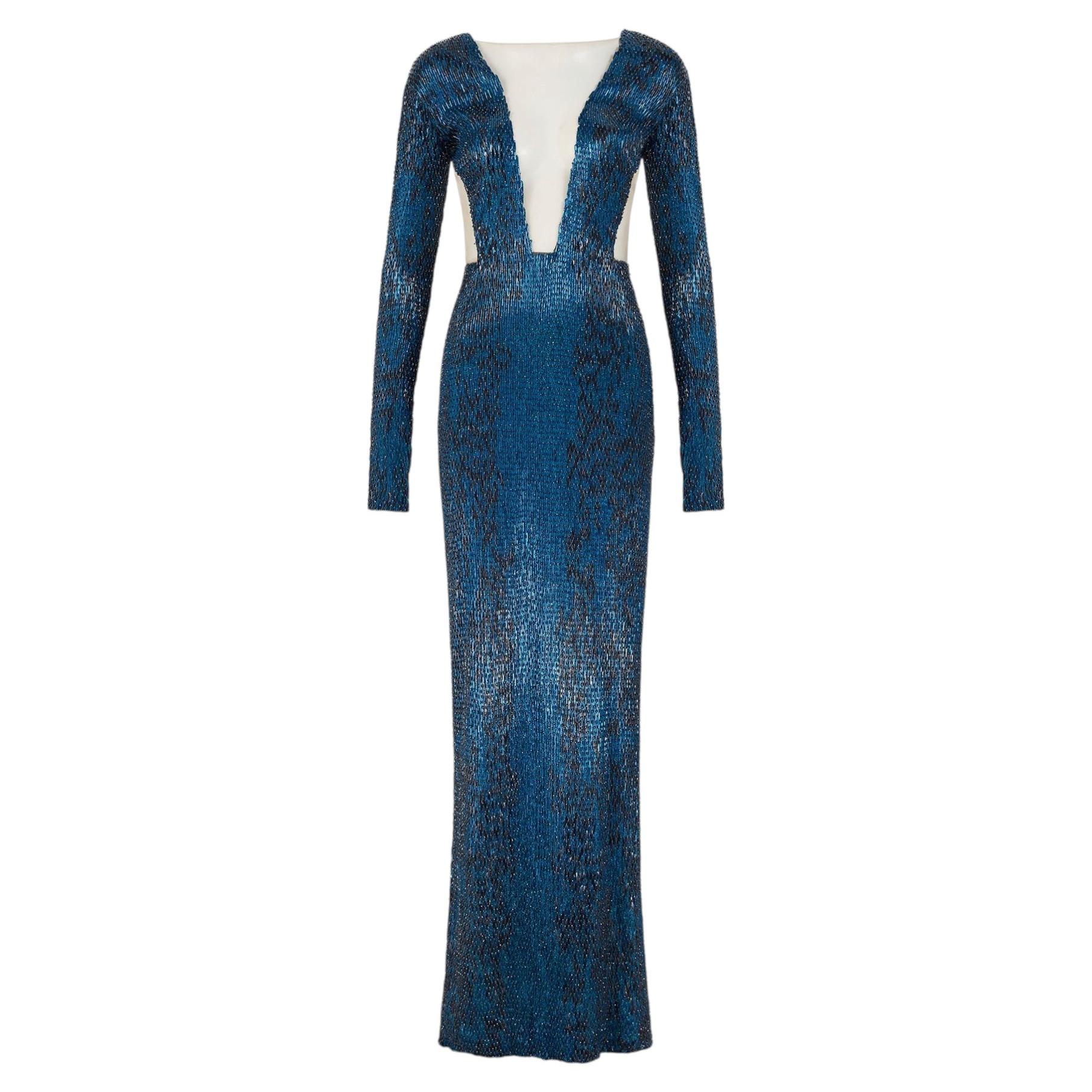 2013 Julien Macdonald Runway Documented Electric Blue Beaded Dress