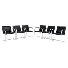 2013 Mies van der Rohe for Knoll Brno Flat Bar Dining Chair Leather & Chrome