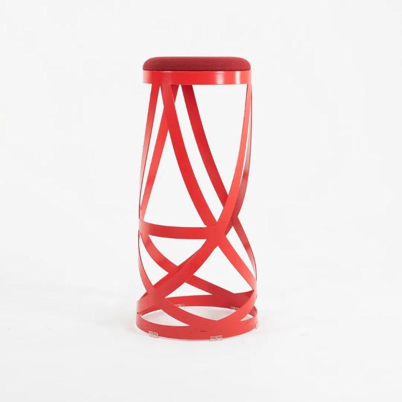 Upholstery 2013 Nendo High Ribbon Bar Stool in Red Lacquered Steel for Cappellini For Sale