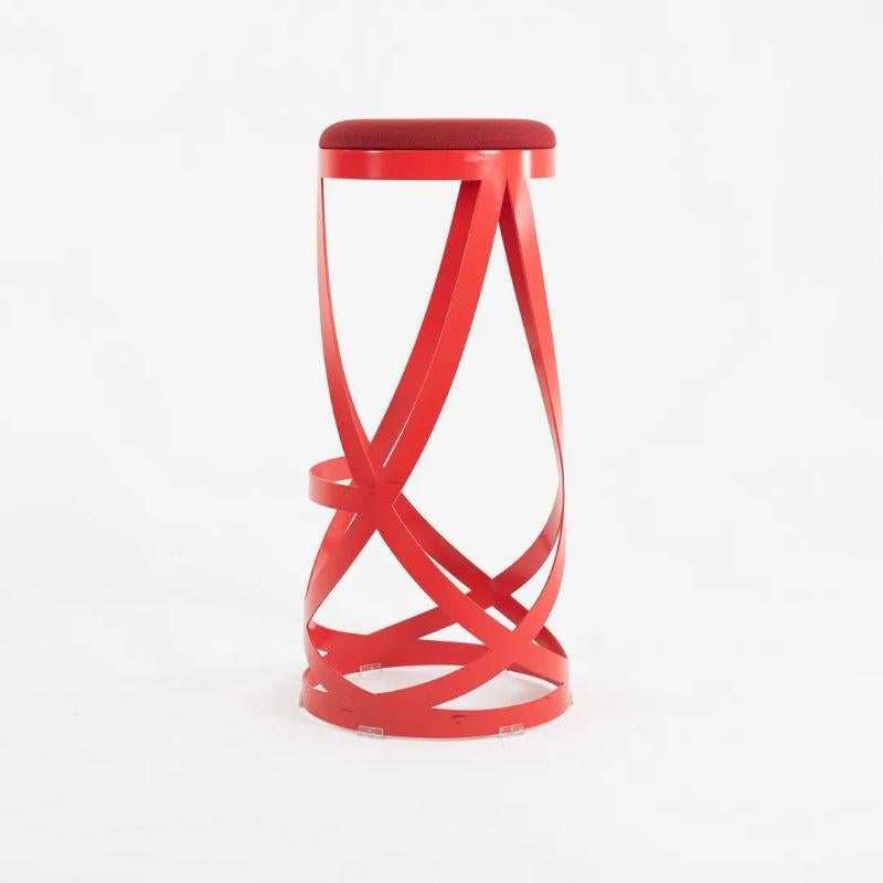 2013 Nendo High Ribbon Bar Stool in Red Lacquered Steel for Cappellini In Good Condition For Sale In Philadelphia, PA