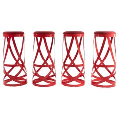 2013 Nendo High Ribbon Bar Stool in Red Lacquered Steel for Cappellini
