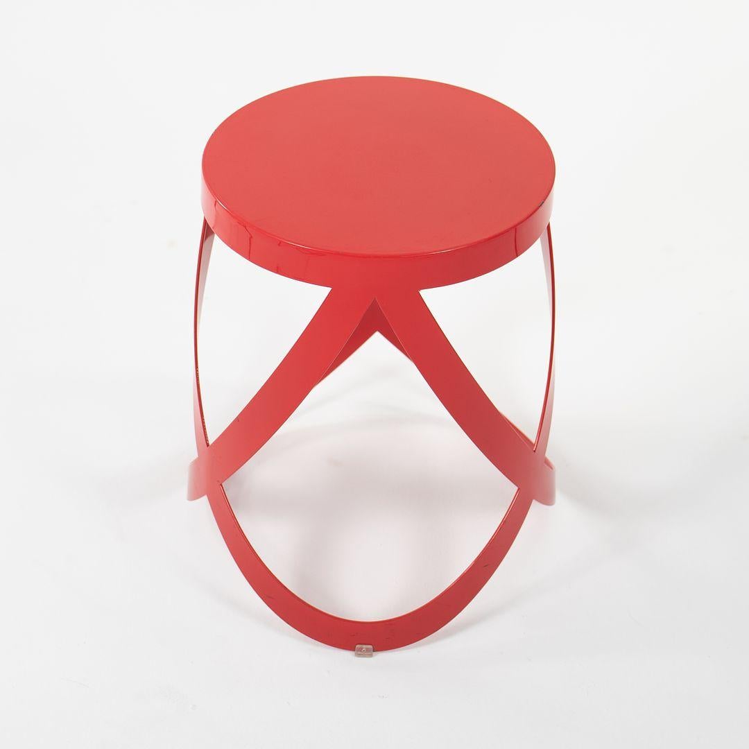 Modern 2013 Nendo Low Ribbon Stool in Red Lacquered Metal for Cappellini For Sale