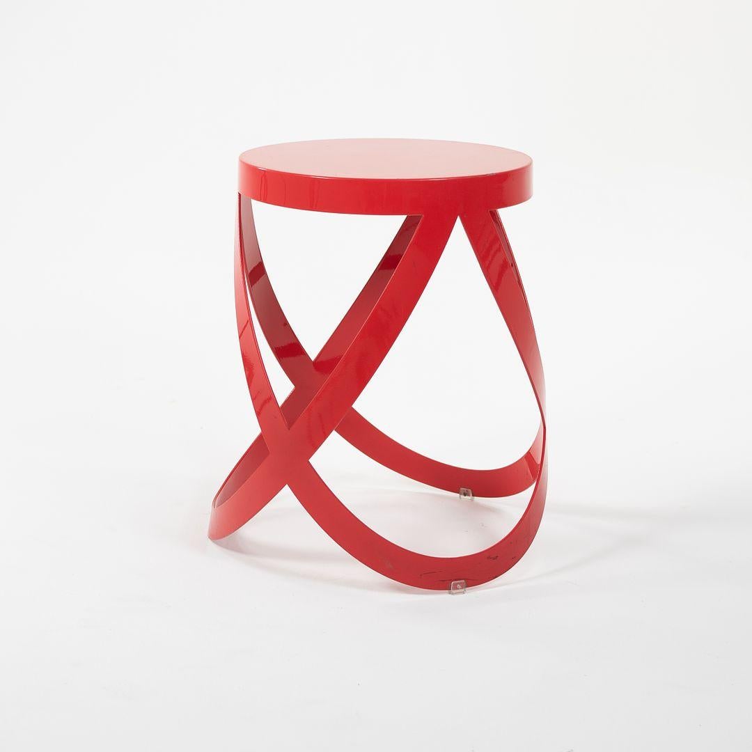 2013 Nendo Low Ribbon Stool in Red Lacquered Metal for Cappellini In Good Condition For Sale In Philadelphia, PA