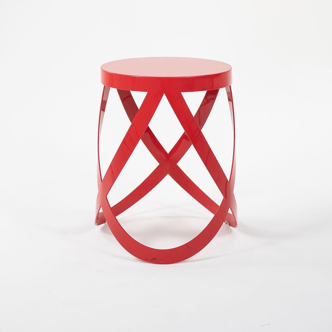 Contemporary 2013 Nendo Low Ribbon Stool in Red Lacquered Metal for Cappellini For Sale