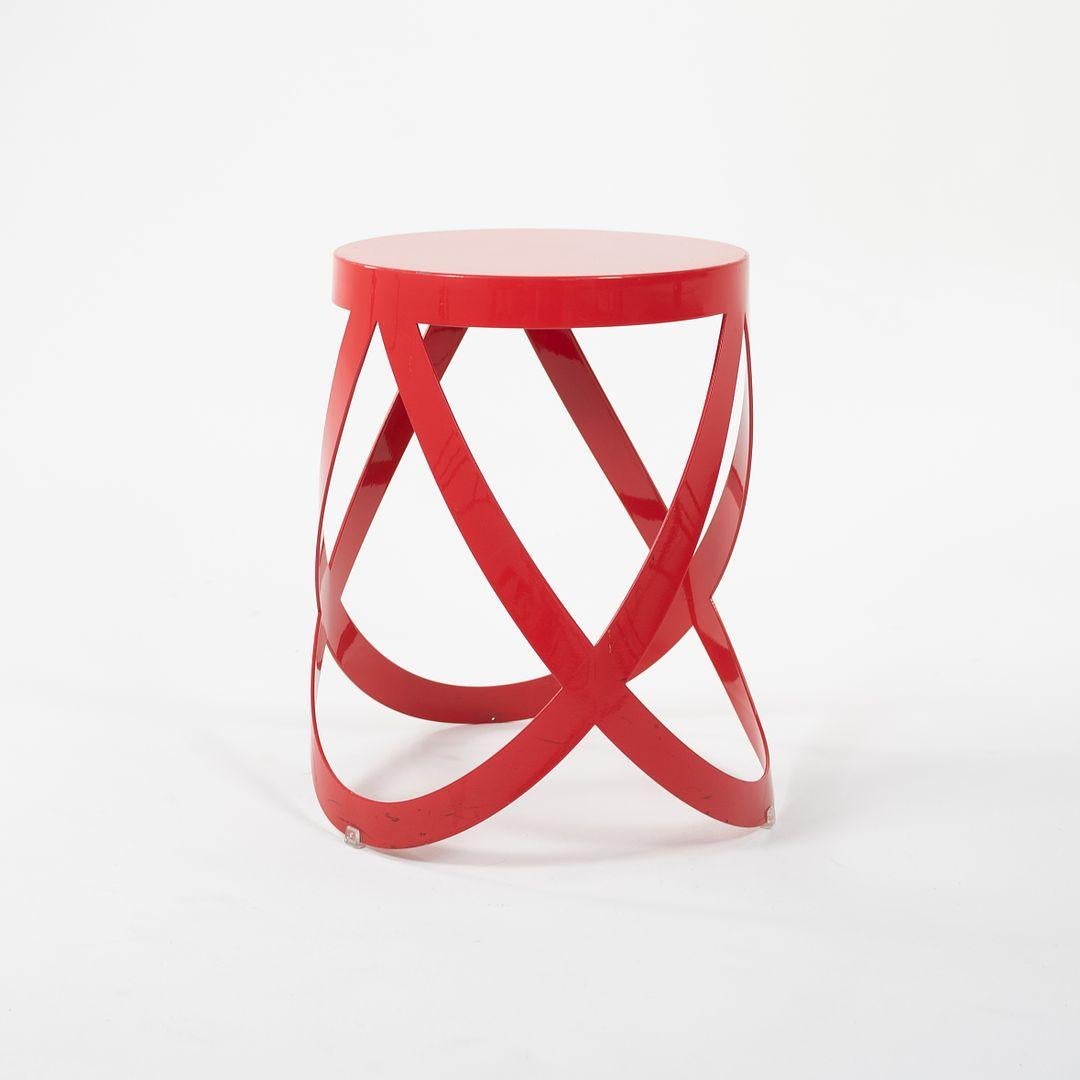 2013 Nendo Low Ribbon Stool in Red Lacquered Metal for Cappellini For Sale 1