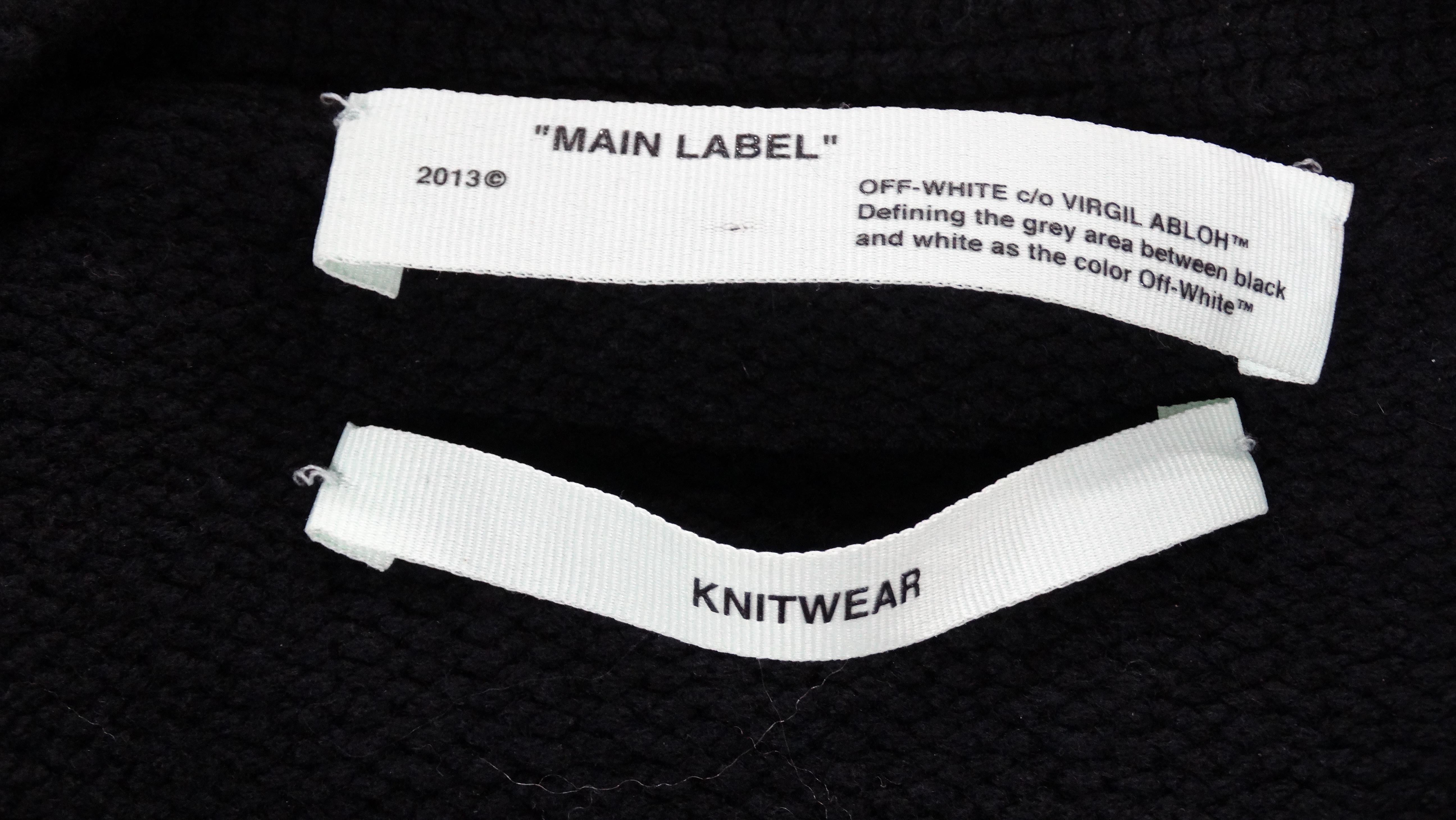 Off-White Schwarze übergroße Intarsien-Strickjacke in Übergröße 2013 im Angebot 2