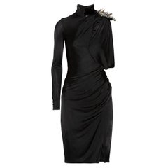2013 Punk Rock Collection Versace Black One-shoulder embellished jersey dress