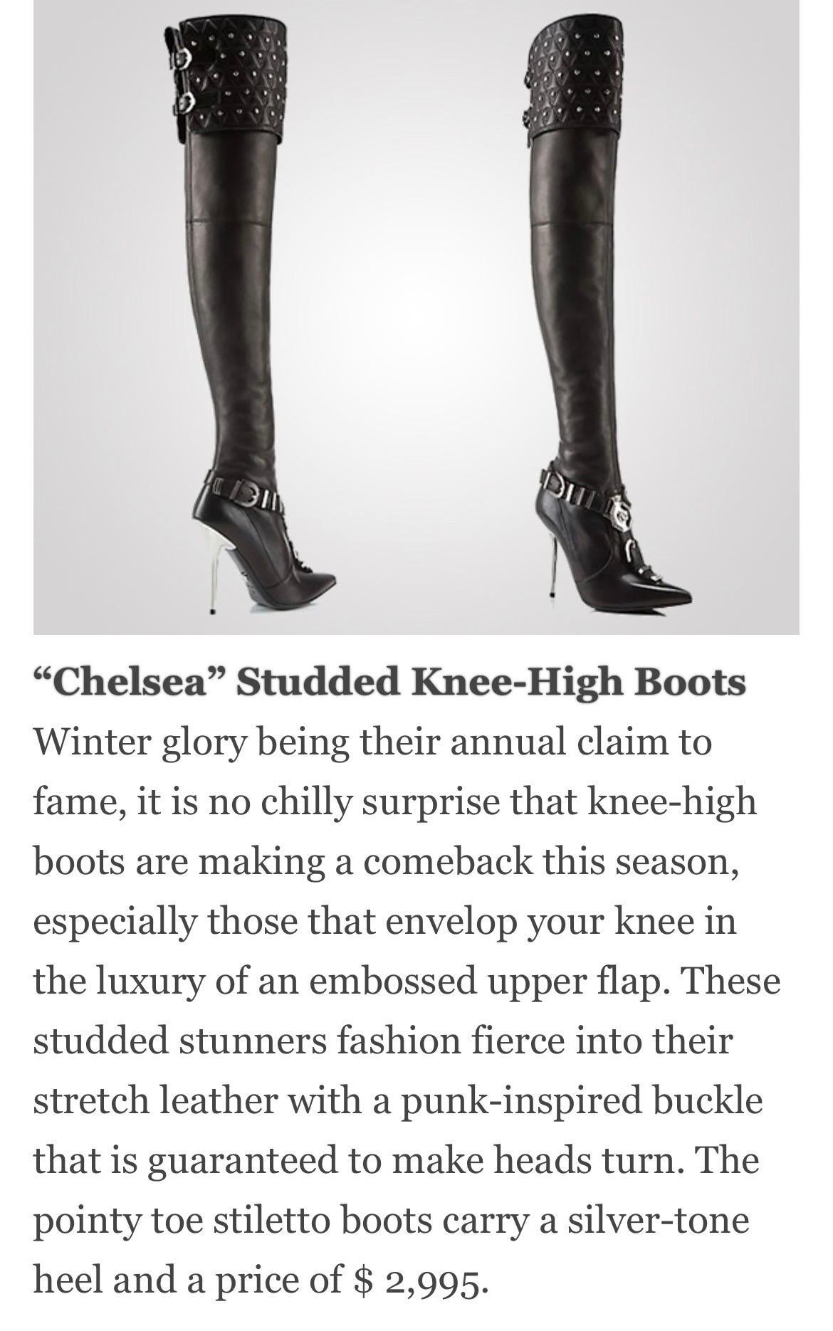 2013 Rare Versace Runway Black Studded Leather Thigh High Boots 38 - 8 1