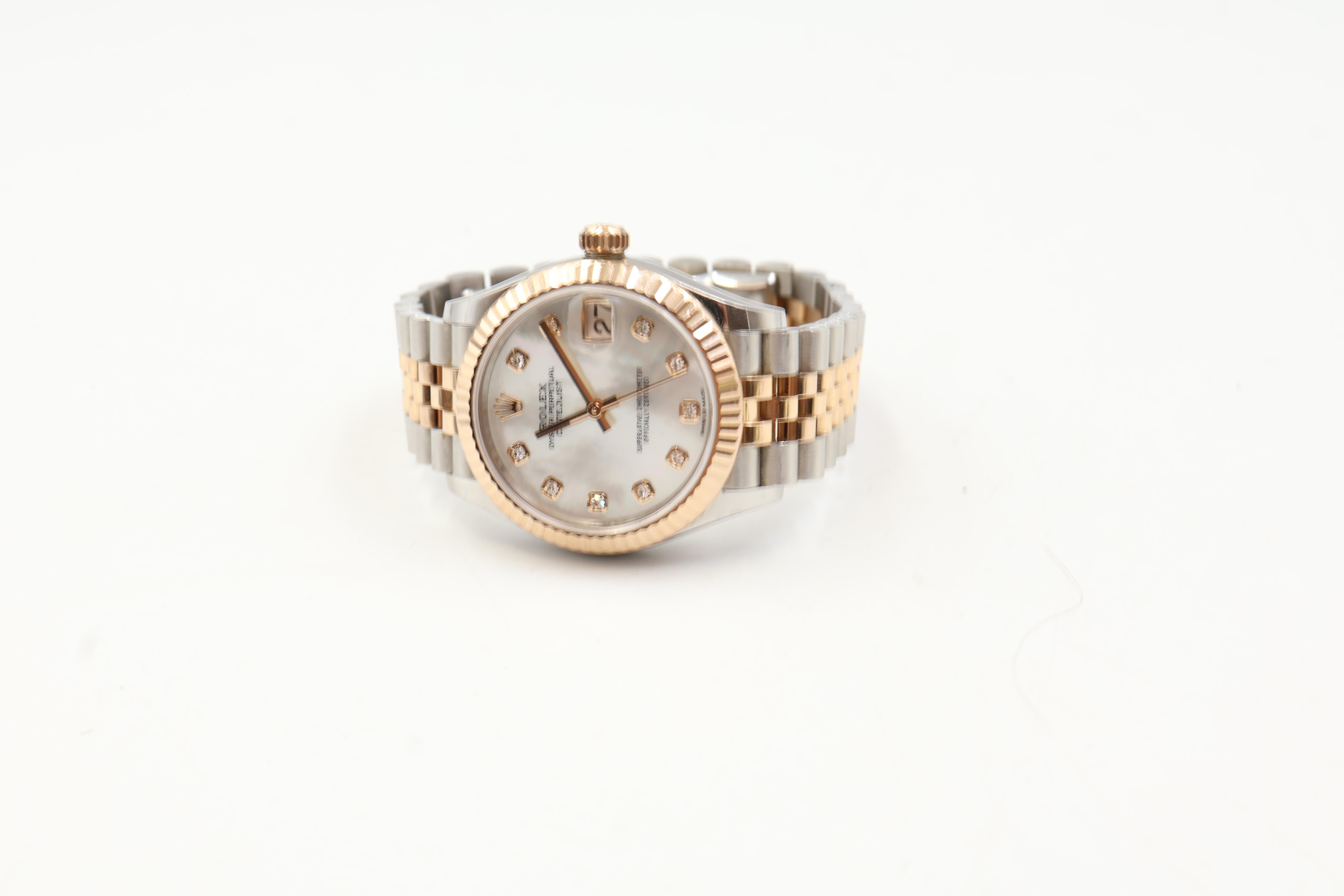 2013 Rolex Datejust 31 278271 Perlmutt Zifferblatt Damenuhr im Angebot 3