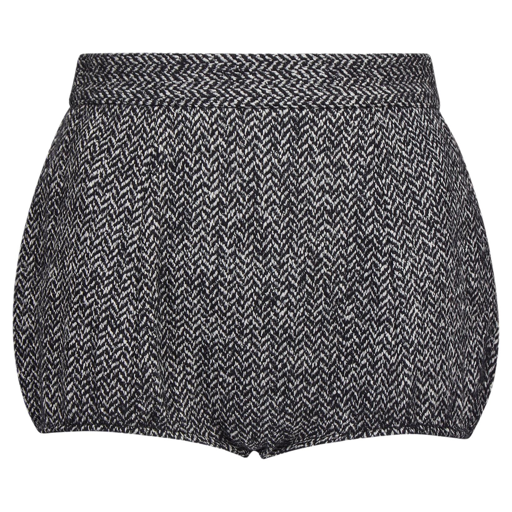 2013 Runway Dolce and Gabbana Monochrome Tweed Hotpants For Sale