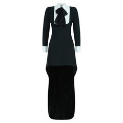 2013 Runway Saint Laurent Tuxedo High Low Dress with Sequin Bib