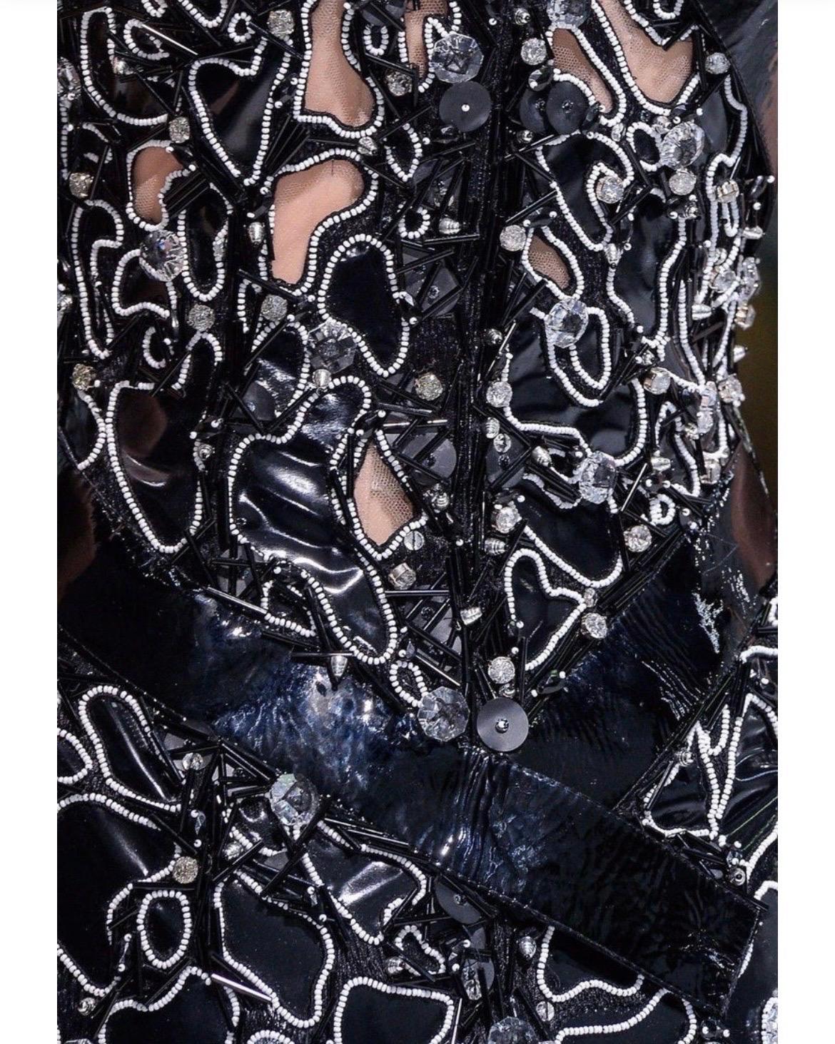 2013 Versace Atelier Crystal Embellished Patent Leather Bondage Mini Dress For Sale 2