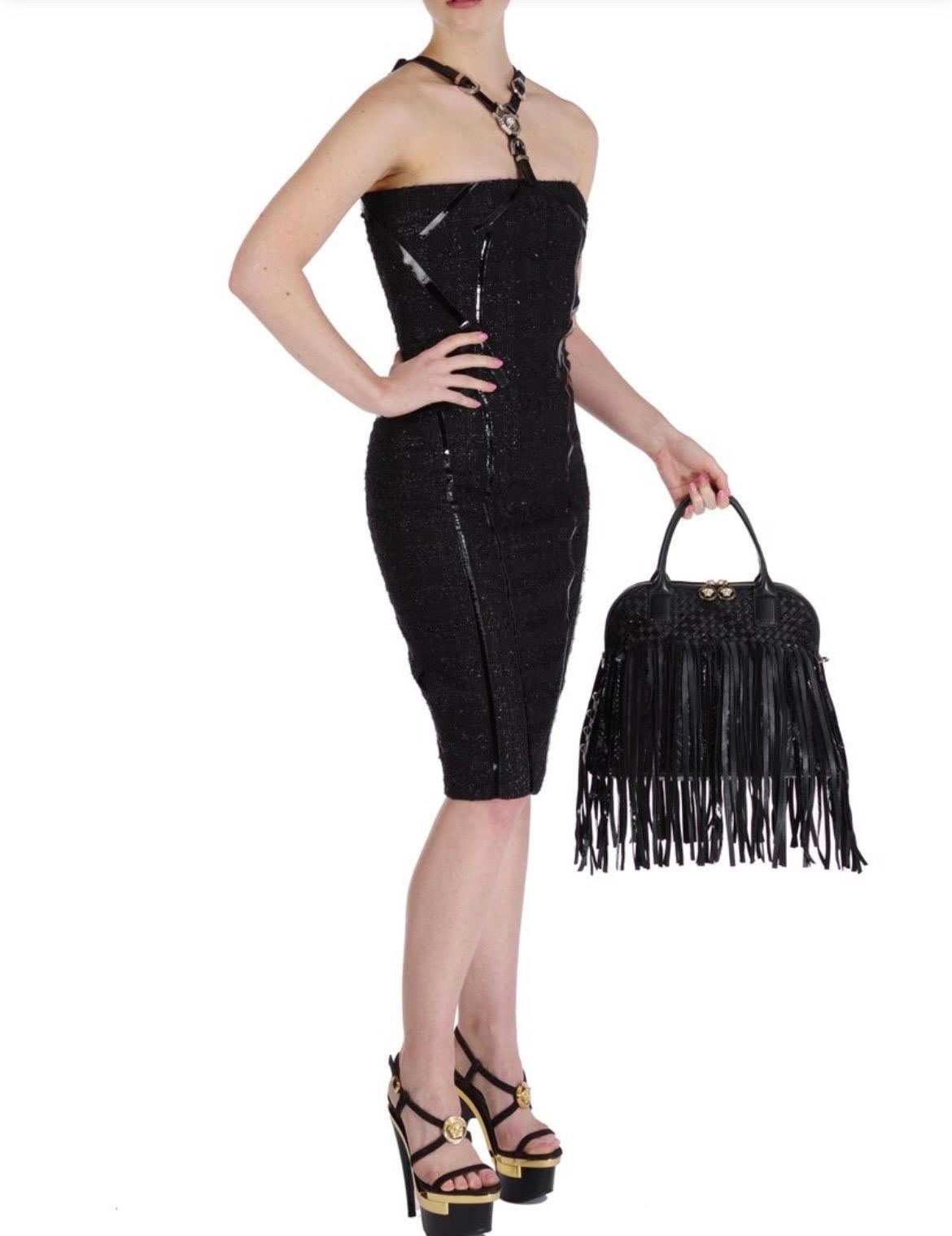 Women's Versace 2013 Collection Black Embellished Dress Italian 38 For Sale