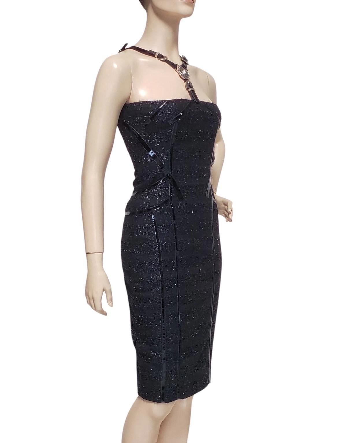 Versace 2013 Collection Black Embellished Dress Italian 38 For Sale 1