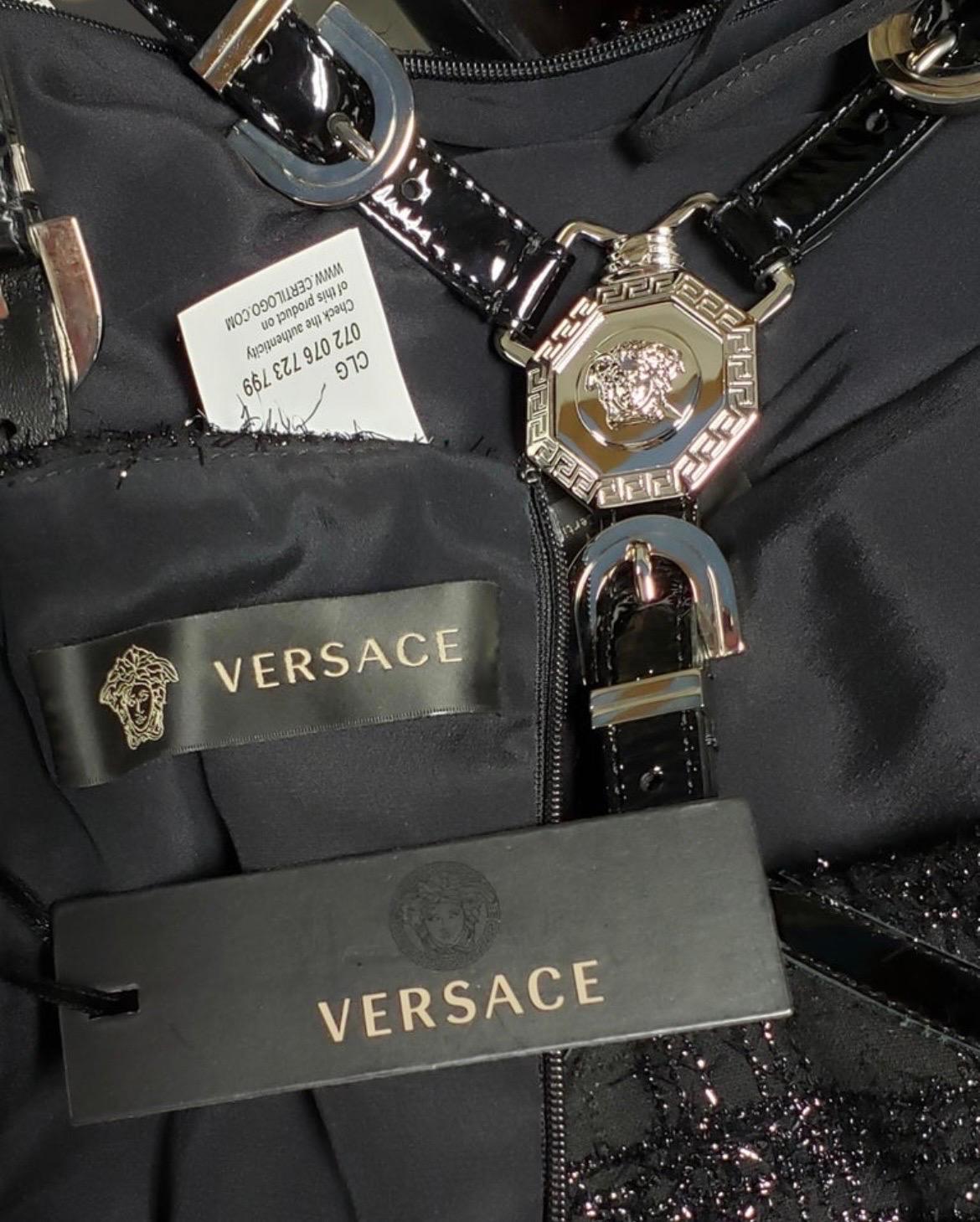 Versace 2013 Collection Black Embellished Dress Italian 38 For Sale 3