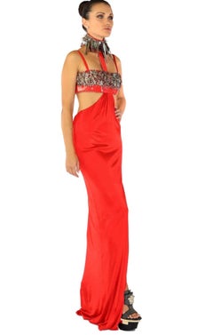 2013 Versace Embellished Red Dress Gown