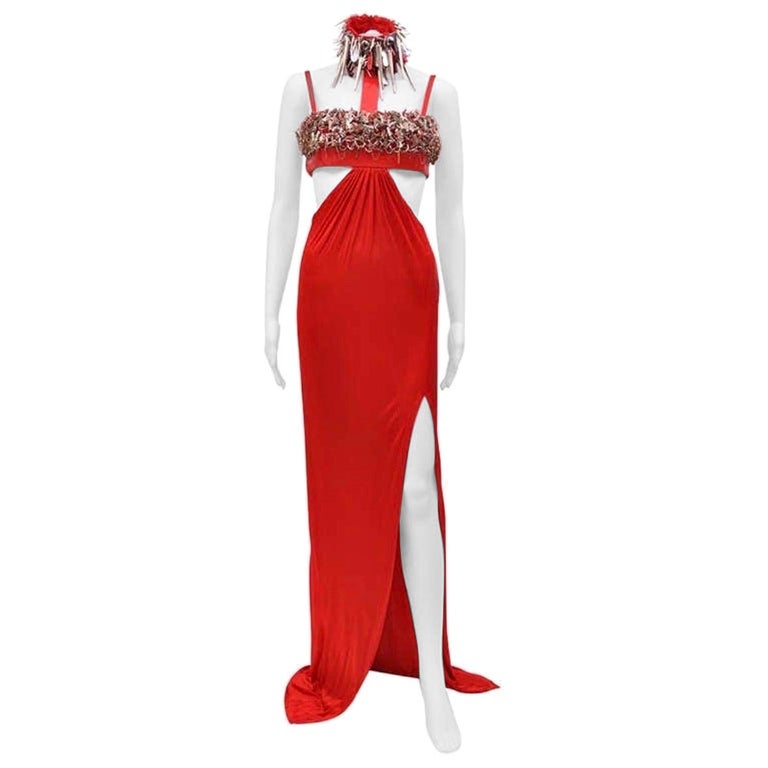 2013 Versace Embellished Red Dress Gown For Sale at 1stDibs 2013 Versace Embellished Red Dress Gown For Sale at 1stDibs